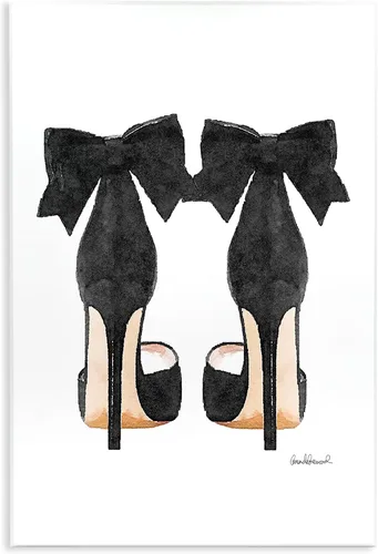 Stupell Industries Glam Zapatos de tacón con lazo negro para pared, fabricado con orgullo en Estados Unidos, 10 x 15 pulgadas