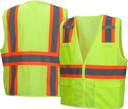 Miniatura 3 de Pyramex Safety Hi-Viz - Chaleco de seguridad de malla con cinta reflectante en contraste, color lima, talla 4XL