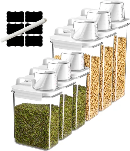 Juego de 6 organizadores herméticos para cereales, 60.9 fl oz y 77.8 fl oz, en total, 417 onzas, almacenamiento de alimentos secos para alimentos de