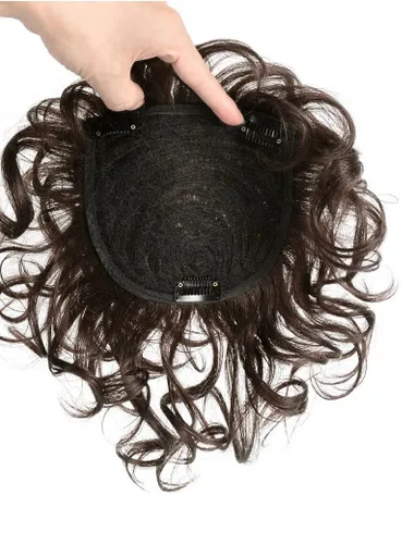 Miniatura 4 de Tupé corto de cabello humano para mujer, con cierre rizado, peluca de cabello natural, con clip, tejido natural, reemplazo de peluca, para línea