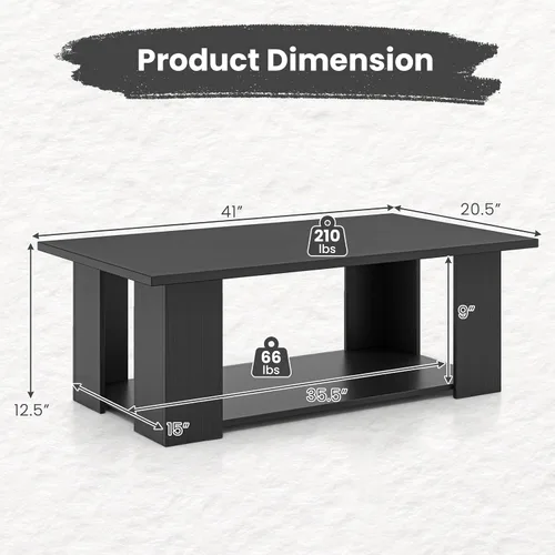 Miniatura 3 de GOFLAME Mesa auxiliar con almacenamiento, mesa central moderna para espacios pequeños, mesas de té decorativas para sala de estar, sala de Negro