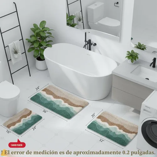 Miniatura 2 de Alfombras de baño de microfibra, absorbentes, suaves, peludas para ducha, bañera, fregadero, inodoro, tapetes de felpa antideslizantes para sala