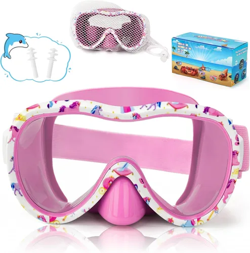 Miniatura 24 de iGym Gafas de natación para niños, máscara de buceo, máscara de buceo, gafas de natación con cubierta de nariz y correas elásticas cubierta y bolsa