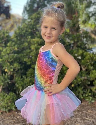 Miniatura 6 de Zaclotre Leotardo de lentejuelas para niñas pequeñas, leotardos de ballet con correa brillante, vestido tutú, traje de bailarina, disfraz de baile