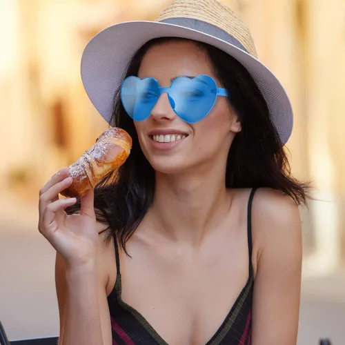 Miniatura 6 de Maxdot - Lentes de sol transparentes sin marco con forma de corazón para fiestas
