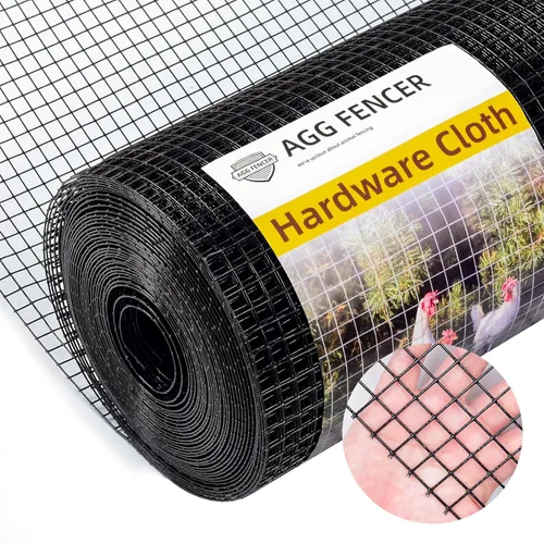 Miniatura 7 de Tela Metálica Negra de 8 pulgadas x 25 pies, Malla de Alambre de 1/2 pulgada 19Ga Recubierta de PVC y Vinilo, Rollo de Cercado de Alambre de Pollo