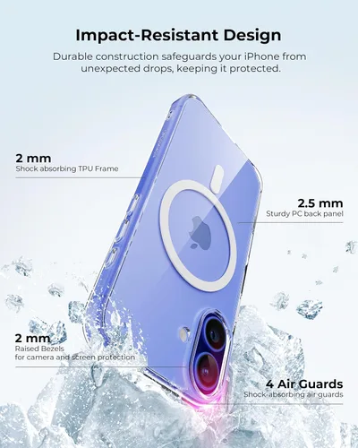 Miniatura 2 de Crystal Fit - Funda magnética transparente para iPhone 16, compatible con MagSafe, antiamarilleo, funda protectora delgada (para iPhone 16)