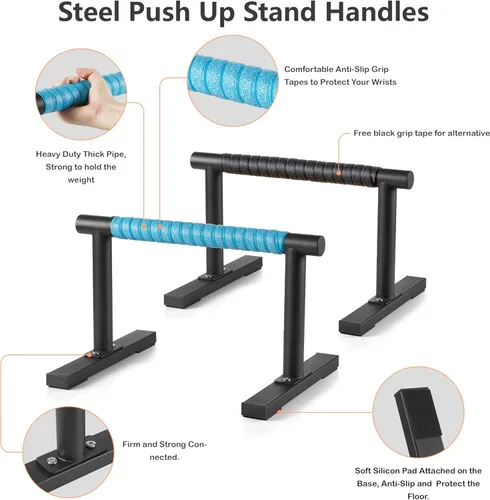 Miniatura 2 de Paraletas de entrenamiento de fuerza, barras de empuje I-Sit, asas de flexiones, equipo de calistenia para entrenamiento en casa, barras de gimnasia