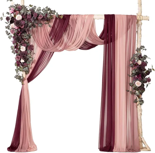 Miniatura 24 de Ling's moment Kit de flores de arco de boda con cortinas transparentes, arreglos florales artificiales de primavera de rosas verdes para telón