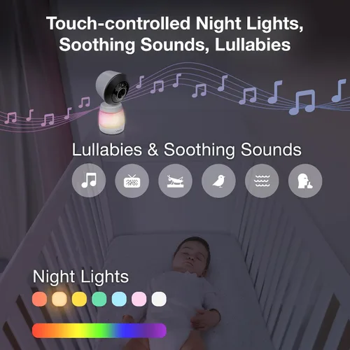 Miniatura 17 de VTech Smart WiFi Baby Monitor, 2 cámaras para gemelos y dos habitaciones – Pantalla dividida de 7 pulgadas, sensor 2K, visión gran angular