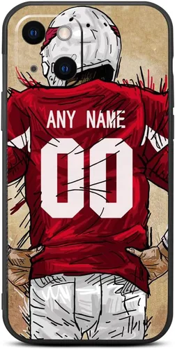 Funda negra con nombre y número personalizado para iPhone 15 14 13 12 11 Xs Max XR 8 7 6 Plus 11 Pro Mini, con funda protectora para cámara (rojo