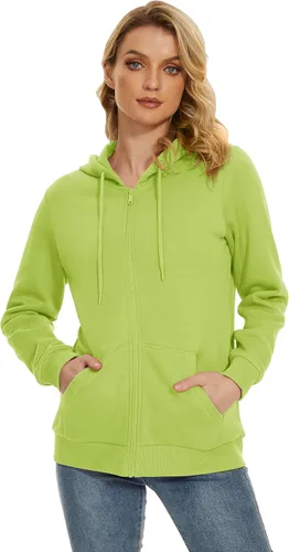 Miniatura 11 de TACVASEN Sudaderas con capucha y cremallera para mujer, ligera, de rizo francés, con cremallera completa y bolsillos
