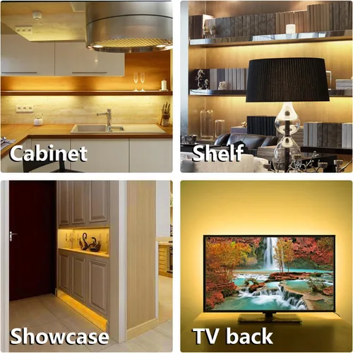 Miniatura 7 de WOBANE Kit de iluminación LED para debajo del gabinete, 6 tiras de luces LED regulables con regulador de intensidad de control remoto, adaptador
