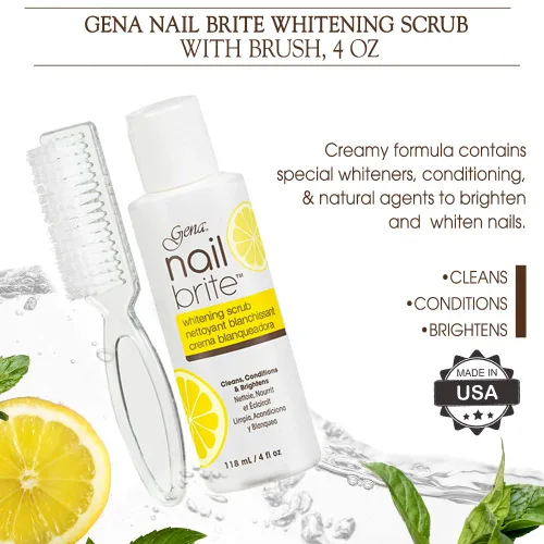 Miniatura 2 de Gena Nail Brite - Exfoliante blanqueador con cepillo, limpia condiciones e ilumina las uñas, 4 onzas