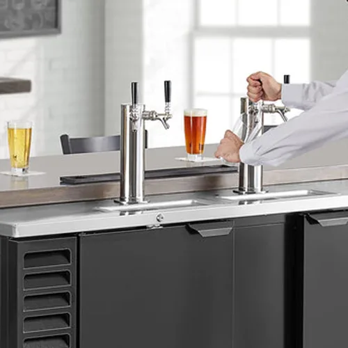 Miniatura 6 de PERA Torre de cerveza de doble grifo, dispensador de barril de cerveza de acero inoxidable de 3 pulgadas de diámetro con llave y línea de cerveza