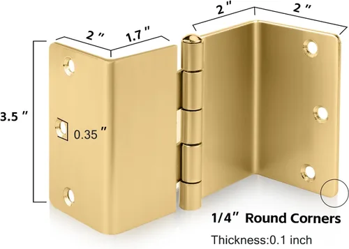 Miniatura 2 de Haidms Paquete de 3 Bisagras Descentradas Doradas de 3.5 Pulgadas Bisagras de Puerta Expandibles Resistentes con Esquina de Radio de 1/4 Pulgada