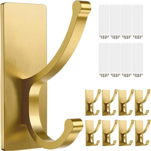 Miniatura 9 de pickpiff Ganchos adhesivos de pared con tira, sin residuos, fáciles de quitar, gancho para toallas pegajoso fuerte y resistente, paquete de 4 Negro