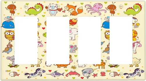 Miniatura 55 de Arctic Animals - Placa de interruptor de luz de 1 banda, lindo sello de dibujos animados, pingüino, oso polar, placa de pared individual basculante