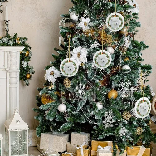 Miniatura 7 de Colgante de perro esquimal americano de 3 pulgadas para decoración de árbol de Navidad, bonito adorno de día festivo para cachorros, regalos