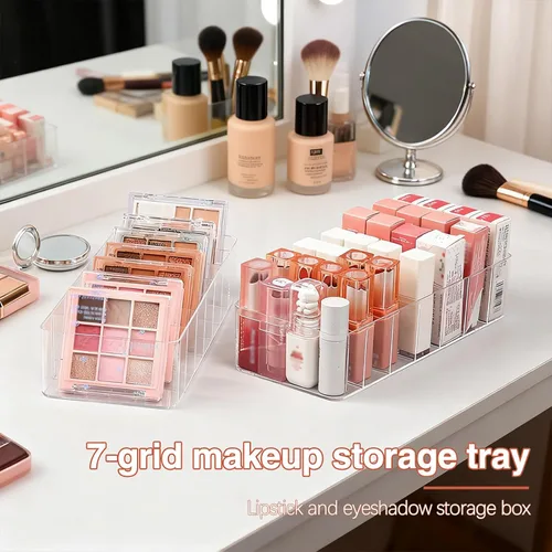 Miniatura 6 de Organizadores de Maquillaje de Acrílico Transparente, Organizador de Baño de 7 Secciones para Cajón, Estuches de Exhibición de Cosméticos