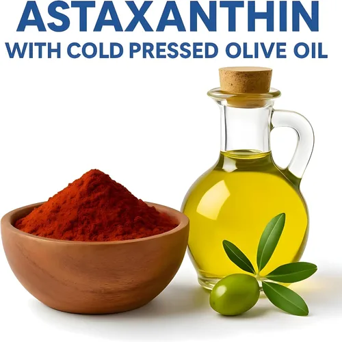 Miniatura 4 de Gotas líquidas de astaxantina infundidas con aceite de oliva virgen extra prensado en frío, 12 mg por porción, soporte antioxidante natural, botella