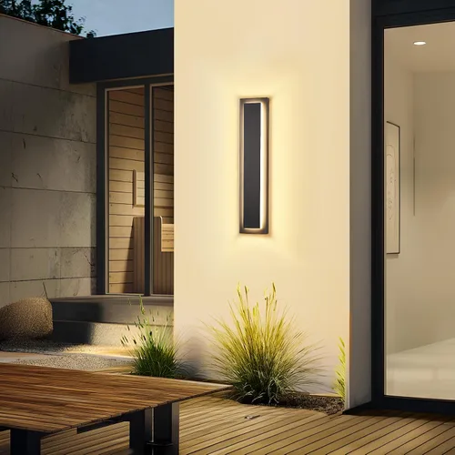 Miniatura 19 de Lámparas de porche delantero de 2 niveles, moderno aplique de pared negro para exteriores, luces exteriores LED impermeables de 15.7 pulgadas, luces
