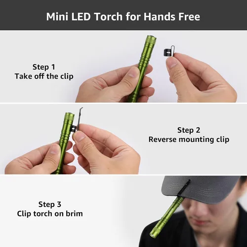 Miniatura 7 de Linternas LED Lepro en forma de bolígrafo, linterna de bolsillo mini impermeable y ligera con clip, paquete de 2 linternas pequeñas para inspección