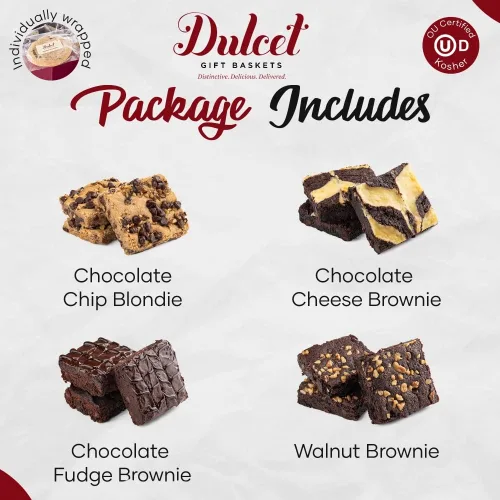 Miniatura 5 de Dulcet Gift Baskets Surtido de brownie de chocolate gourmet, brownie de lata de brownie, delicioso pastel de queso, dulce de azúcar rocoso, ganache