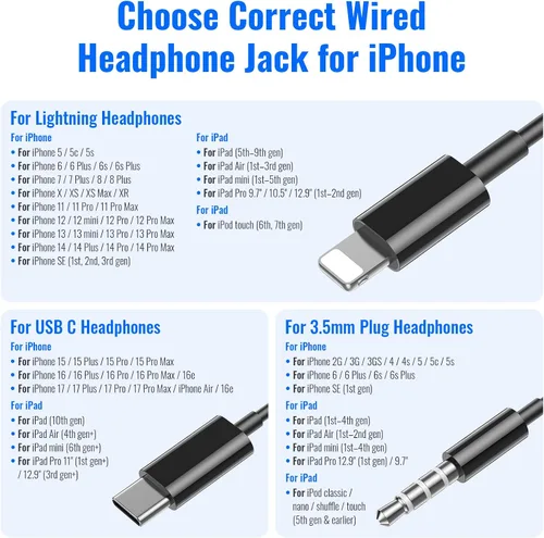 Miniatura 11 de Auriculares con cable para Apple Lightning con certificación MFi con puntas anticaída, magnéticos más grandes, auriculares con cable para iPhone 14