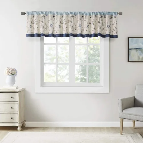 Miniatura 10 de Madison Park Cortina de ducha de tela Serene Flora, cortinas de ducha bordadas de transición para baño, 72 x 72 pulgadas, roja Rojo