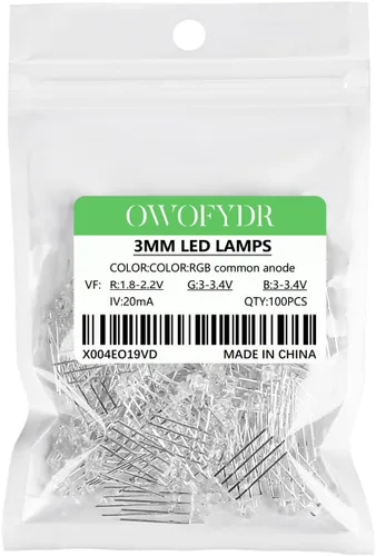 Miniatura 12 de 100 lámpara LED de diodo de luz blanca cálida de 5mm (Lente Transparente Redonda DC 3V 20mA) Bombilla de iluminación, componente electrónico, luz