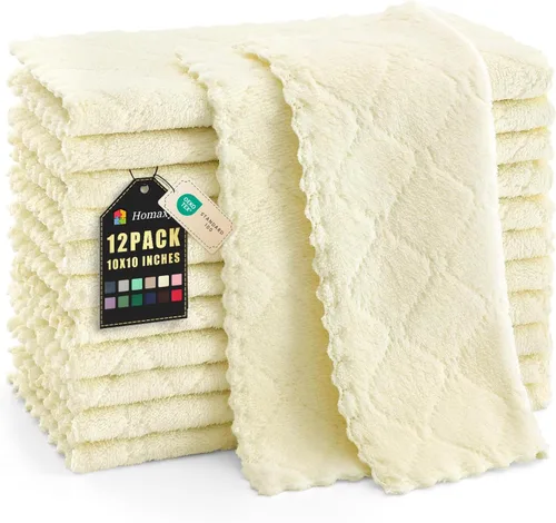 Miniatura 42 de Homaxy - Paquete de 12 trapos de cocina (10 x 10 pulgadas, morado), de terciopelo coral, supersuaves y absorbentes, de secado rápido, paño