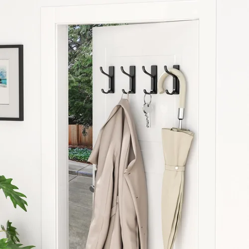 Miniatura 8 de pickpiff - Ganchos adhesivos de pared para abrigos - Colgador resistente de puerta, gancho de metal para colgar toalla, bolso, bata, mochila, Negro