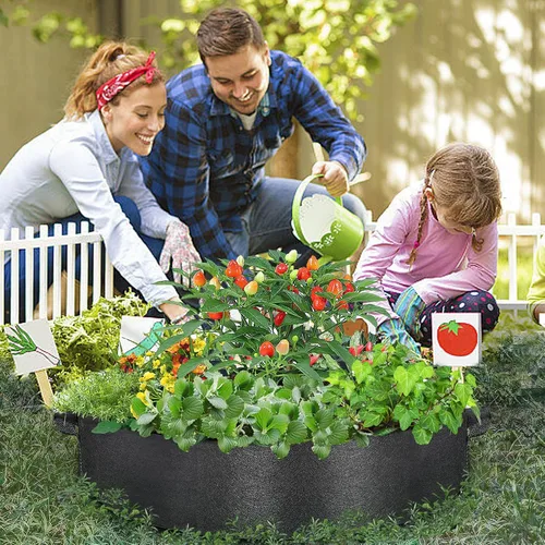 Miniatura 5 de ZtohPyo Bolsas de Cultivo de Plantas de 15 Galones, Macetas de Jardín Elevadas Redondas de Tela con 2 Asas, Contenedor de Jardinería de Tela