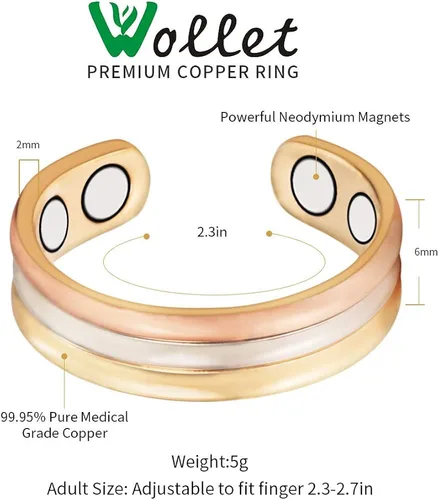 Miniatura 2 de (3 unidades) anillos de cobre magnéticos saludables para artritis para mujeres regalo para mujeres mamá esposa joyería mejor alivio del dolor