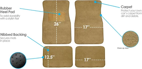 Miniatura 5 de FH Group Alfombrillas de coche – Ajuste universal combo de funda de asiento de coche pequeño, alfombrillas de piso beige protector de alfombra
