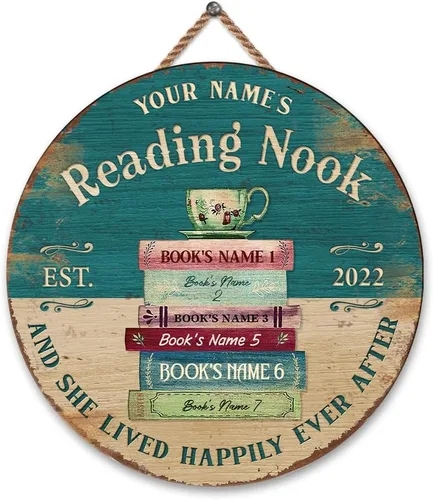 Artsy Woodsy Letrero de madera de esquina de lectura personalizado (no tallado o neón), placa de pared, decoración de Book Nook Club Room Hideaway