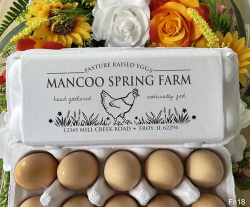 Sello personalizado para cartón de huevos, sello personalizado de granja para cajas de huevos, incluye 50 etiquetas a juego gratis para huevos