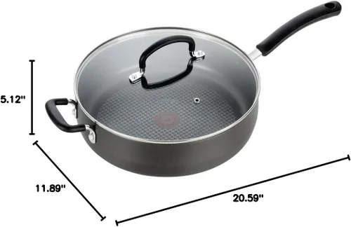 Miniatura 8 de T-Fal Ultimate con anodizado duro antiadherente sartén Jumbo con tapa y mango auxiliar de 5 cuartos, apto para horno y parrilla hasta 400F, tapa