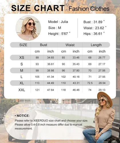 Miniatura 5 de XIEERDUO Sudaderas para mujer, cuello redondo, manga abombada, suéteres sueltos, ropa moderna y fluida