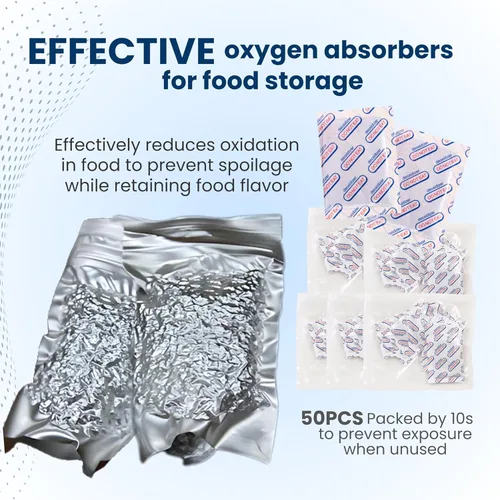 Miniatura 3 de 50 bolsas de Mylar de cuarto de galón para almacenamiento de alimentos, bolsas de Mylar de 0.394 in de grosor, 7 x 10 pulgadas, con absorbentes
