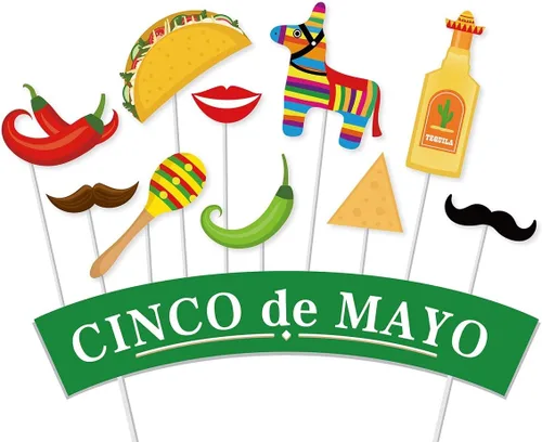 Miniatura 4 de SWYOUN Cinco de Mayo Taco Fiesta Photo Booth Props Mexican Party Supplies Decoración con marco de papel (paquete de 33)