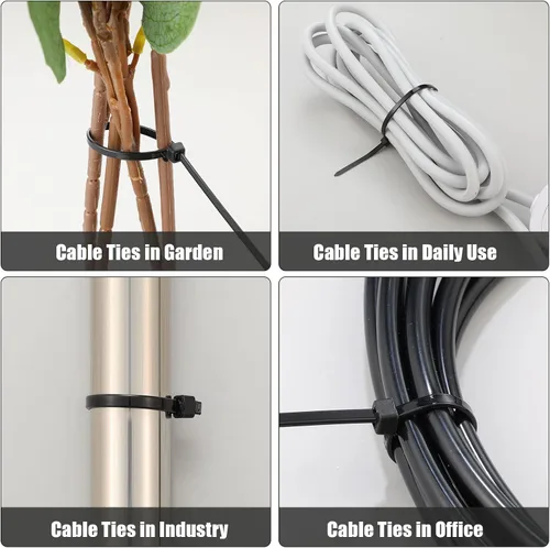 Miniatura 6 de 500 bridas grandes de nailon de 16 pulgadas con resistencia a la tracción de 60 libras, autobloqueante para uso en granjas en interiores y Negro