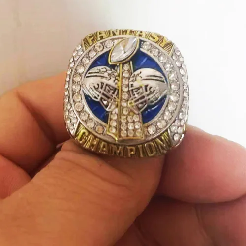 Miniatura 3 de Anillo de fútbol de fantasía 2022 Anillo de campeonato FFL pesado Trofeo de premio chapado en oro plateado para el ganador de la Liga de Fútbol