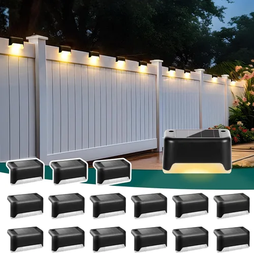 Miniatura 12 de SOLPEX - Juego de 16 luces solares para cercas al aire libre, luces impermeables LED para escalones solares para escaleras al aire libre, terraza