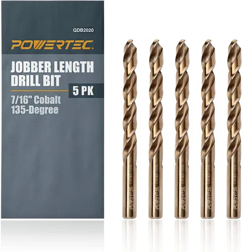 Miniatura 10 de POWERTEC Brocas de cobalto de 1/16 pulgadas, paquete de 12 unidades, 1-3/4 pulgadas de longitud, brocas M35 HSS Jobber con punta de 135°