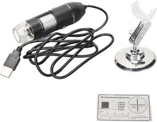 Miniatura 7 de Microscopio digital USB 50X a 1600X, cámara endoscopio de aumento con 8 LED, microscopio portátil de mano con soporte para Android