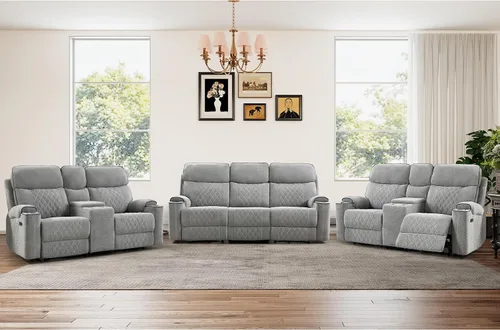 Miniatura 40 de HAOMARKETS Silla reclinable eléctrica para adultos con puerto USB, sofás reclinables eléctricos de tela suave con portavasos de metal, sillas