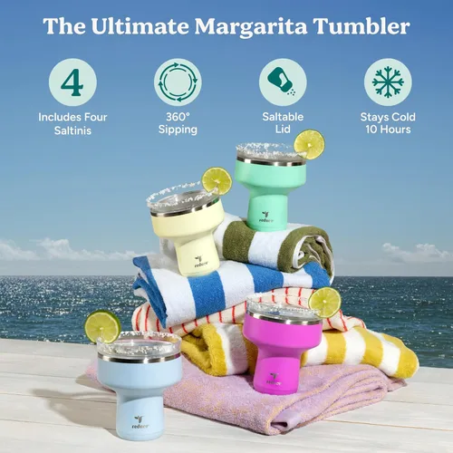 Miniatura 2 de Reduce Saltini - Vaso de cóctel de 16 onzas, vaso aislado de margarita con tapa, mantiene las bebidas frías durante 10 horas, alternativa al vaso