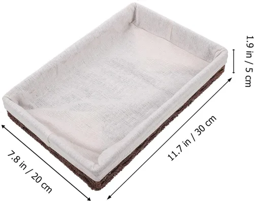 Miniatura 2 de STOBAZA Cestas de almacenamiento de mimbre, cestas de mimbre de cuerda de papel tejidas a mano, pequeñas cestas rectangulares para organización